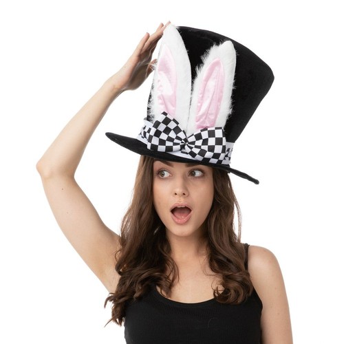 Bunny ears top hat black - bunny,